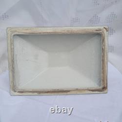 Vintage Wong Lee (WL 1895) Floral Crackled Ceramic & Bronze Lidded Box