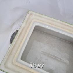 Vintage Wong Lee (WL 1895) Floral Crackled Ceramic & Bronze Lidded Box