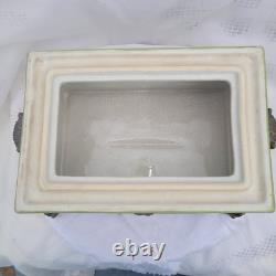 Vintage Wong Lee (WL 1895) Floral Crackled Ceramic & Bronze Lidded Box