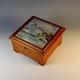 Vintage Wood Box With Inlaid Hand Painted Signed Tile Top