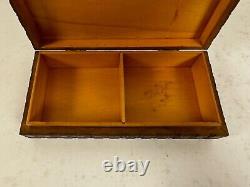 Vintage Wood Carved Humidor or Jewelry Box with 2 Deer & Tree Decoration