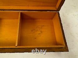 Vintage Wood Carved Humidor or Jewelry Box with 2 Deer & Tree Decoration