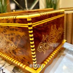 Vintage Wood Jewelry box with mirror inside Moroccan lockable Box organizer