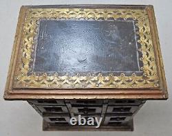 Vintage Wooden 12 Drawers Jewelery Storage Box Original Old Hand Crafted