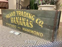 Vintage Wooden Banana Crate Inland Trading Chicago Illinois Hammond Indiana Box