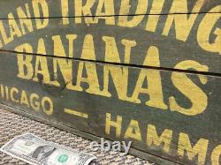 Vintage Wooden Banana Crate Inland Trading Chicago Illinois Hammond Indiana Box