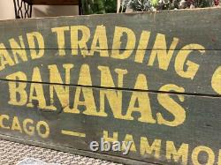 Vintage Wooden Banana Crate Inland Trading Chicago Illinois Hammond Indiana Box