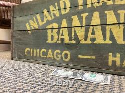 Vintage Wooden Banana Crate Inland Trading Chicago Illinois Hammond Indiana Box