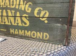 Vintage Wooden Banana Crate Inland Trading Chicago Illinois Hammond Indiana Box