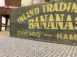 Vintage Wooden Banana Crate Inland Trading Chicago Illinois Hammond Indiana Box