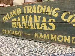 Vintage Wooden Banana Crate Inland Trading Chicago Illinois Hammond Indiana Box