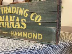 Vintage Wooden Banana Crate Inland Trading Chicago Illinois Hammond Indiana Box