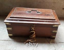 Vintage Wooden Box Hand Crafted Old Box Collectibles With Lock And Key