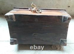 Vintage Wooden Box Hand Crafted Old Box Collectibles With Lock And Key
