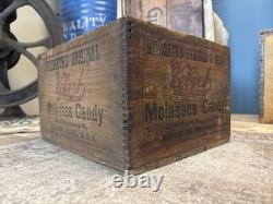 Vintage Wooden Box Hildreth's Velvet Molasses Candy Boston Massachusetts Crate