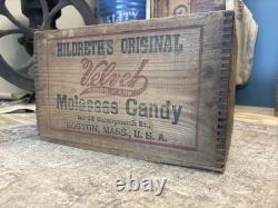 Vintage Wooden Box Hildreth's Velvet Molasses Candy Boston Massachusetts Crate