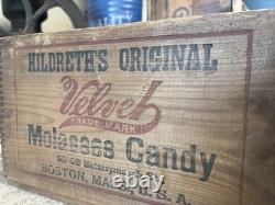 Vintage Wooden Box Hildreth's Velvet Molasses Candy Boston Massachusetts Crate