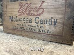 Vintage Wooden Box Hildreth's Velvet Molasses Candy Boston Massachusetts Crate
