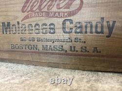 Vintage Wooden Box Hildreth's Velvet Molasses Candy Boston Massachusetts Crate