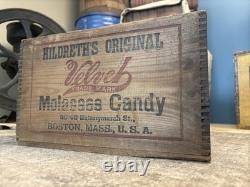 Vintage Wooden Box Hildreth's Velvet Molasses Candy Boston Massachusetts Crate
