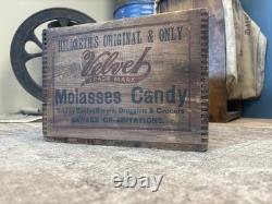 Vintage Wooden Box Hildreth's Velvet Molasses Candy Boston Massachusetts Crate