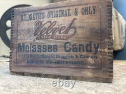 Vintage Wooden Box Hildreth's Velvet Molasses Candy Boston Massachusetts Crate