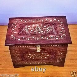 Vintage Wooden Carving Box Treasure Collectible Home Decorative