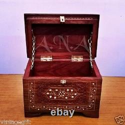 Vintage Wooden Carving Box Treasure Collectible Home Decorative