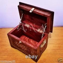 Vintage Wooden Carving Box Treasure Collectible Home Decorative