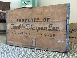 Vintage Wooden Crate Bottle Gamble Skogmo Monmouth Illinois Wood Box 1956