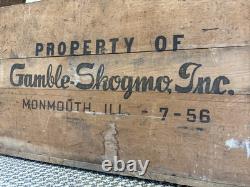 Vintage Wooden Crate Bottle Gamble Skogmo Monmouth Illinois Wood Box 1956