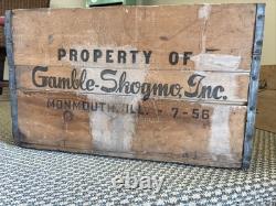 Vintage Wooden Crate Bottle Gamble Skogmo Monmouth Illinois Wood Box 1956