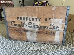 Vintage Wooden Crate Bottle Gamble Skogmo Monmouth Illinois Wood Box 1956