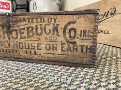 Vintage Wooden Crate Sears Roebuck Chicago Illinois Box Cheapest On Earth Vintage Wooden Crate Sears Roebuck Chicago Illinois Box Cheapest On Earth