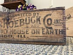 Vintage Wooden Crate Sears Roebuck Chicago Illinois Box Cheapest On Earth