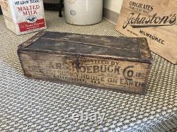 Vintage Wooden Crate Sears Roebuck Chicago Illinois Box Cheapest On Earth