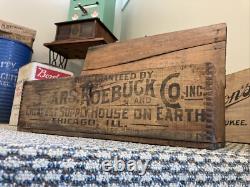 Vintage Wooden Crate Sears Roebuck Chicago Illinois Box Cheapest On Earth