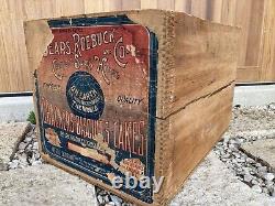 Vintage Wooden Crate Sears Roebuck Crackers Biscuits Cakes Chicago Illinois Box