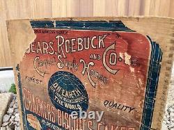 Vintage Wooden Crate Sears Roebuck Crackers Biscuits Cakes Chicago Illinois Box