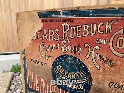 Vintage Wooden Crate Sears Roebuck Crackers Biscuits Cakes Chicago Illinois Box