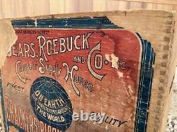 Vintage Wooden Crate Sears Roebuck Crackers Biscuits Cakes Chicago Illinois Box