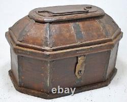 Vintage Wooden Dome Shaped Storage Box Original Old Hand Crafted Painted