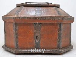 Vintage Wooden Dome Shaped Storage Box Original Old Hand Crafted Painted