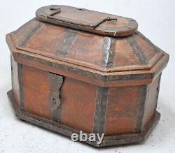 Vintage Wooden Dome Shaped Storage Box Original Old Hand Crafted Painted