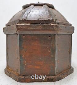 Vintage Wooden Dome Shaped Storage Box Original Old Hand Crafted Painted