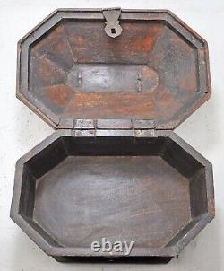 Vintage Wooden Dome Shaped Storage Box Original Old Hand Crafted Painted