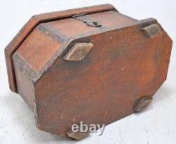 Vintage Wooden Dome Shaped Storage Box Original Old Hand Crafted Painted