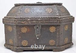 Vintage Wooden Dome Shaped Storage Chest Box Original Old Hand Crafted Brass Fit