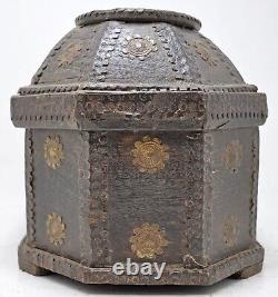 Vintage Wooden Dome Shaped Storage Chest Box Original Old Hand Crafted Brass Fit