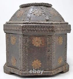 Vintage Wooden Dome Shaped Storage Chest Box Original Old Hand Crafted Brass Fit